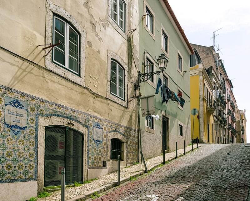 View of a beautiful street in Lisbon in this Lisbon travel guide