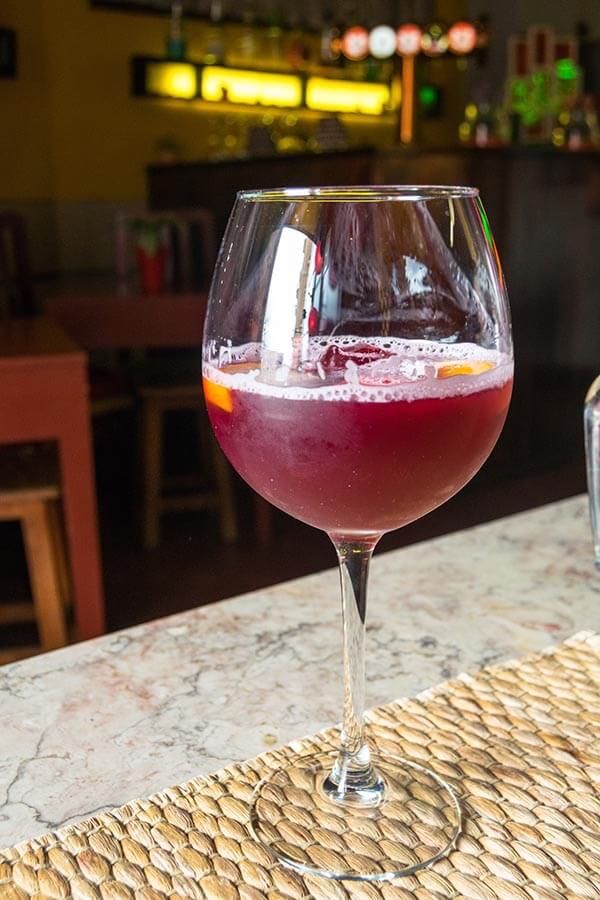 Glass of sangria, a delicious beverage to drink in Lisbon!