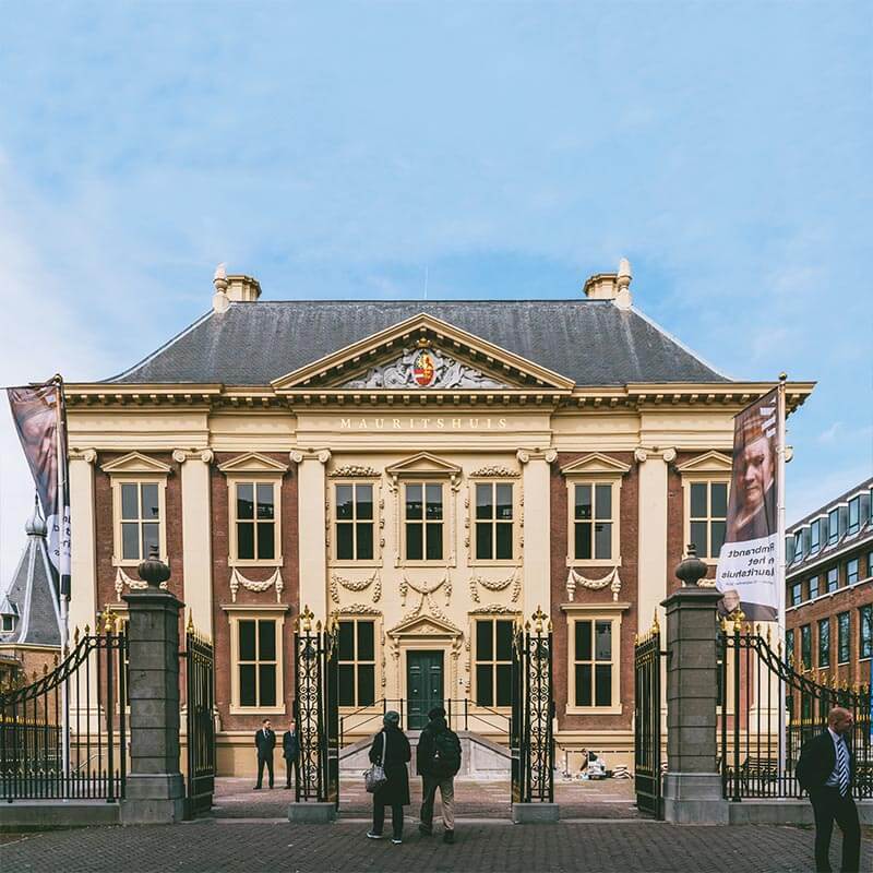 Beautiful exterior of the Mauritshuis museum in the Hague