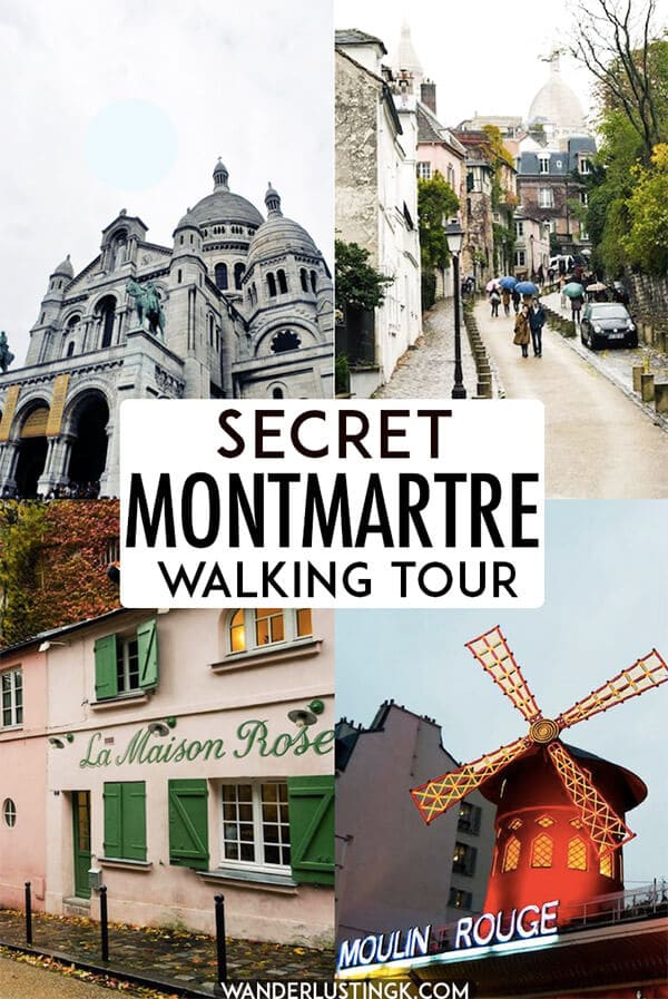 Planning to visit Montmartre in Paris? Your free self-guided walking tour of Montmartre's secret places and the major attractions in the 18th arrondissement, including the best views of Sacre Coeur. Includes secret villages in Montmartre that you won't want to miss and a free map. #paris #travel #travel #europe #Montmartre