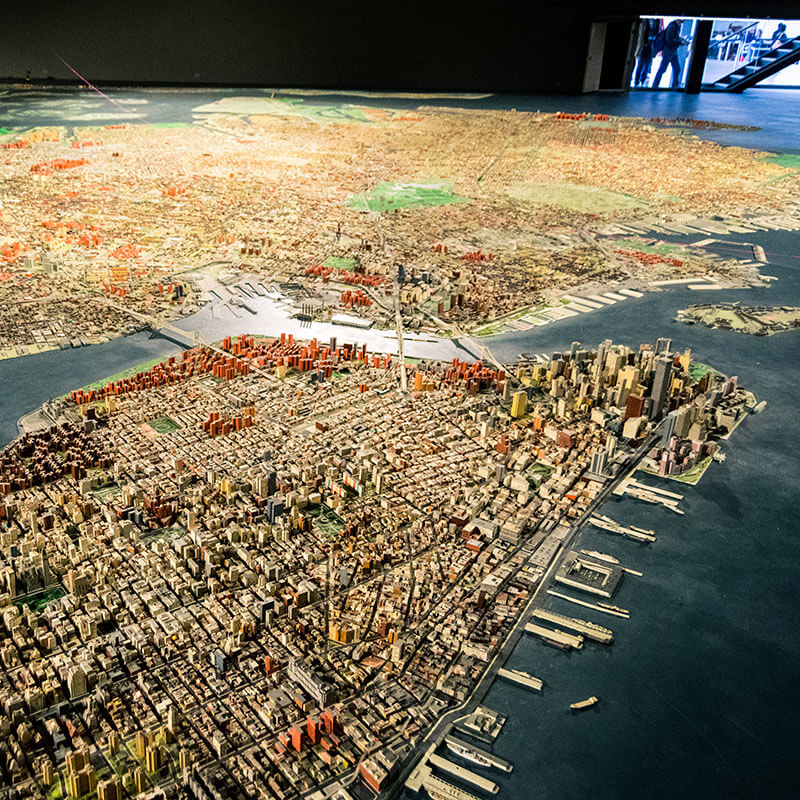 Panorama of the city of New York within the Queens Museum in New York