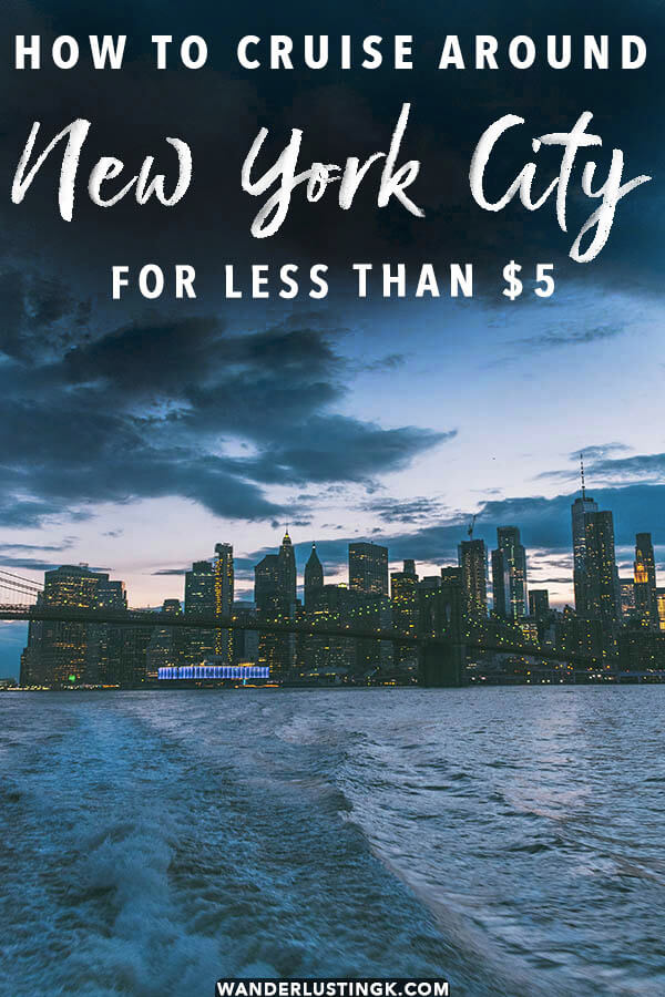 Dreaming of seeing New York City's skyline by boat? Read insider tips by a New Yorker on how to see the entirety of Manhattan skyline by boat for less than $5! You won't want to miss this guide to New York's most scenic ferries! #NYC #Newyorkcity# NYC #Manhattan