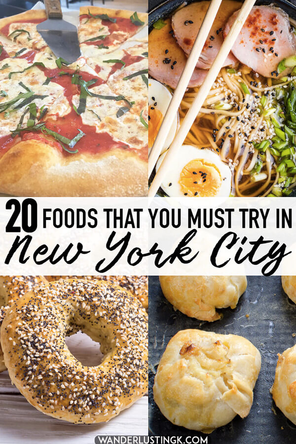 Dreaming of food in New York City? Twenty foods that you must eat in New York City and the best restaurants to find them at.  Your essential NYC eating guide. #NYC #travel #NewYork