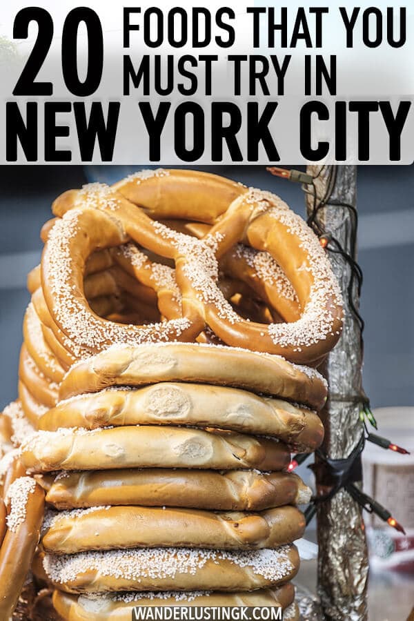 Planning your trip to New York City? Twenty foods that you must eat in New York City for your NYC food bucket list! #travel #food #NYC