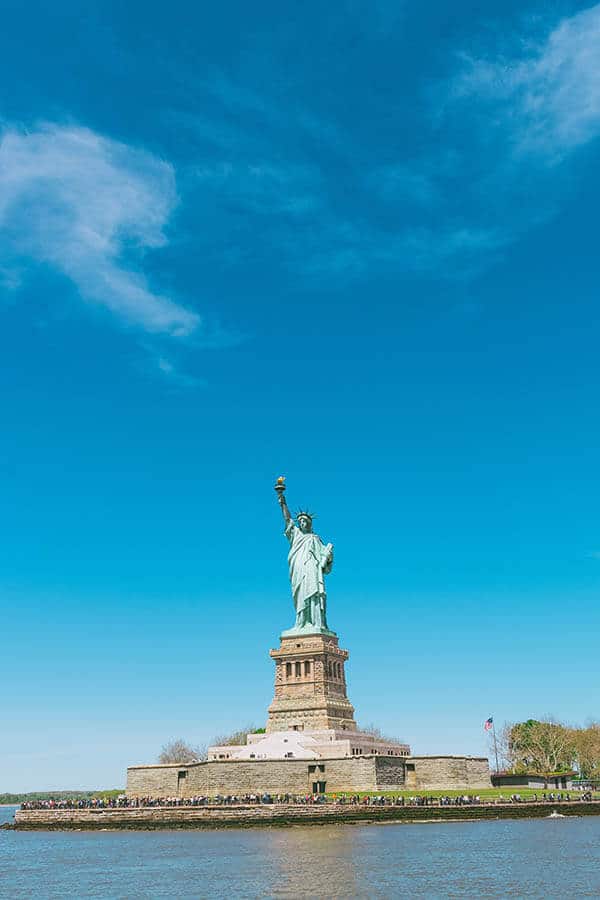 Statue of Liberty seen from the official ferry to Liberty Island