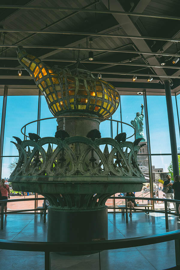 The original torch within the new Statue of Liberty Museum on Liberty Island