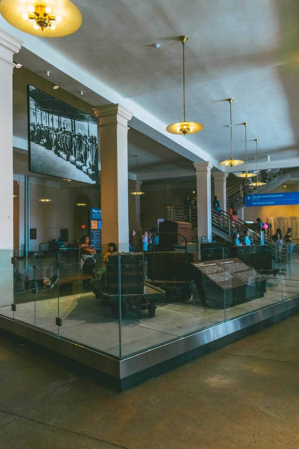 Historic Baggage within the Baggage Room at Ellis Island.