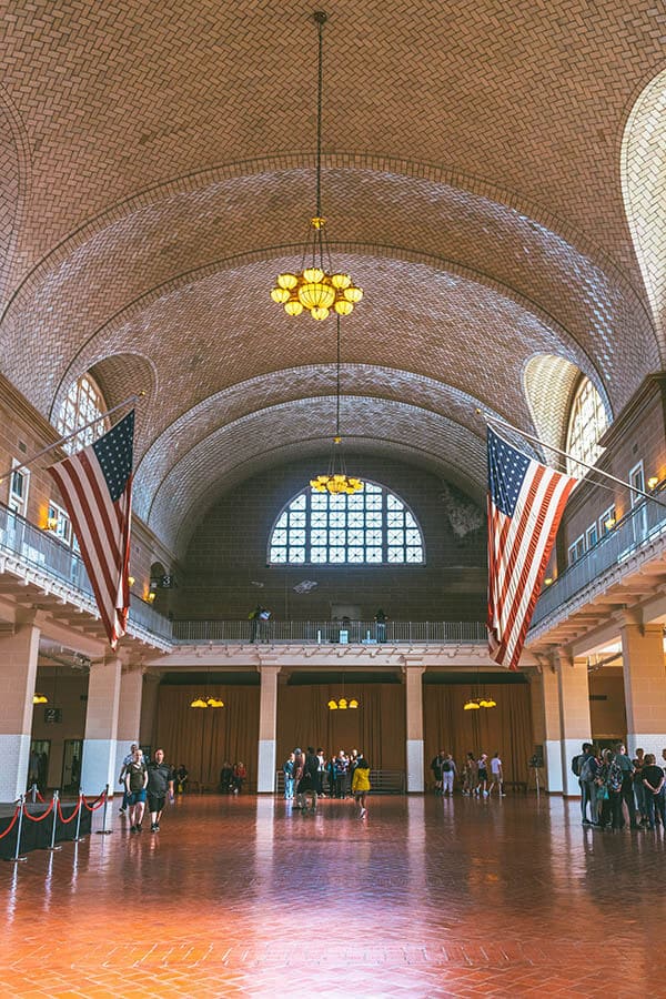 View of the Great Hall in Ellis Island Museum