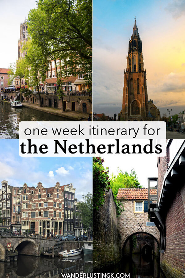 Planning your trip to the Netherlands? Your perfect itinerary for the Netherlands written by a Dutch resident including the best places to visit in the Netherlands in a week (or longer).  Includes windmills, tulips, cheese markets, Utrecht, Gouda, Rotterdam, and Amsterdam! #holland #amsterdam #netherlands 