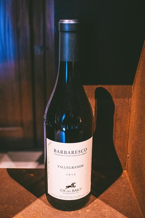 Bottle of Barbaresco wine produced in Barbaresco Italy by Ca del Baio