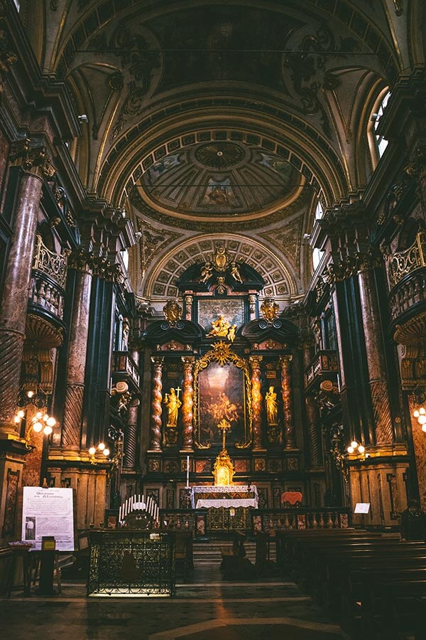 Interior of Basilica of Corpus Domini, an interesting church in Turin, Italy