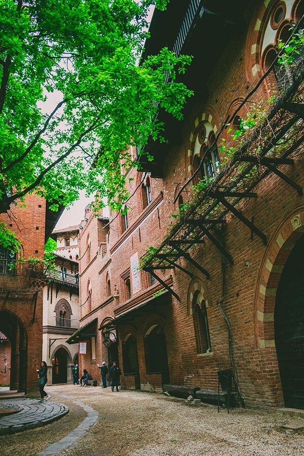 Beautiful street of Borgo Medievale, a beautiful recreated medieval village located in Turin, Italy that is free to visit!