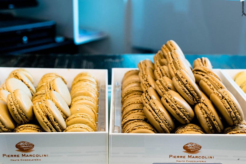 Photo of macarons in Brussels at a famous chocolate shop in Brussels.