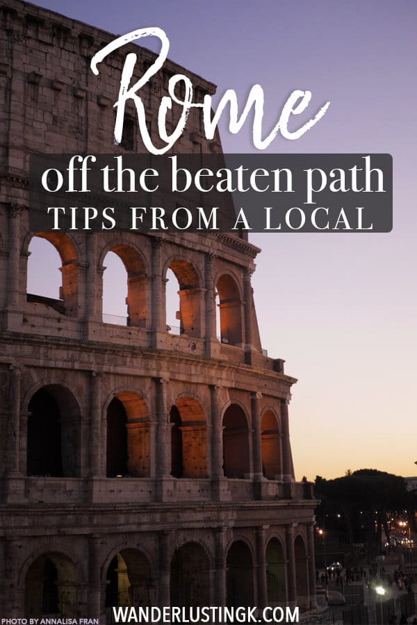 Looking to explore Rome off the beaten path? Avoid the crowds in Rome to follow this free self-guided walking tour to Rome written by a local to see some cool neighborhoods in rome, lots of history, beautiful churches, and a stunning view of the Colosseum at sunset. Includes food and gelato recommendations! #rome #roma #italy #italia #travel