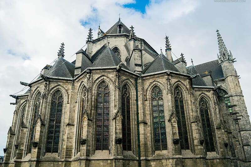 Photo of Collegiale Sainte-Waudru in Mons, a beautiful gothic style cathedral in Belgium.